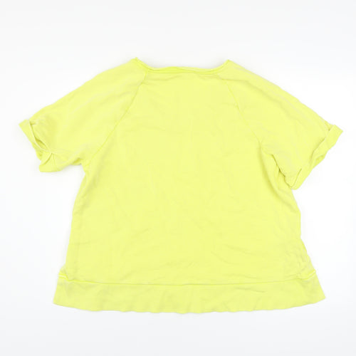 Marks and Spencer Women's Yellow V-Neck Short Sleeve Cotton T-Shirt Size M