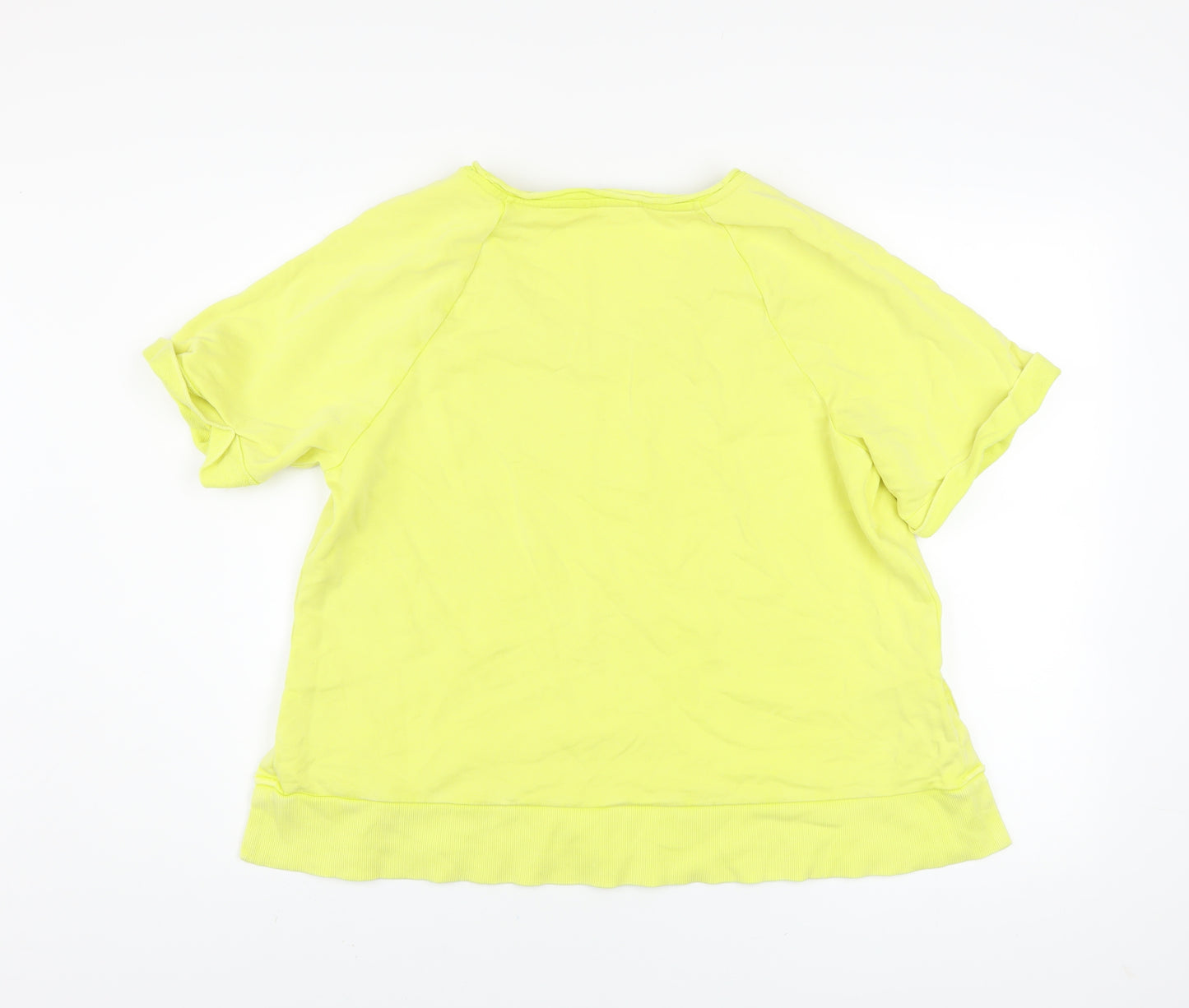 Marks and Spencer Women's Yellow V-Neck Short Sleeve Cotton T-Shirt Size M