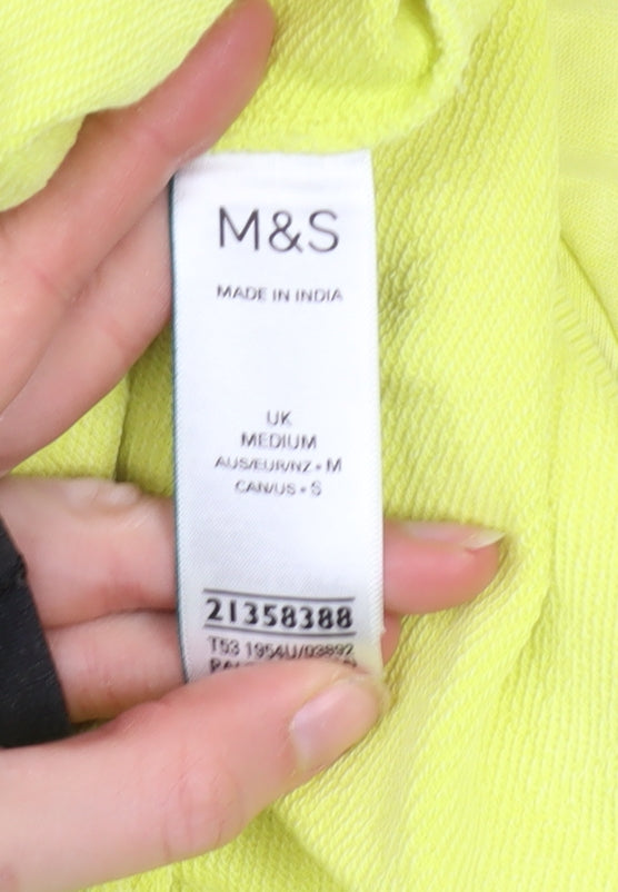 Marks and Spencer Women's Yellow V-Neck Short Sleeve Cotton T-Shirt Size M