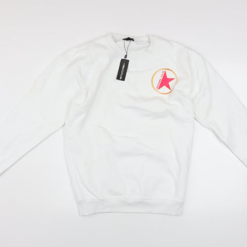 PrettyLittleThing Womens White Small Sweatshirt with Star Logo