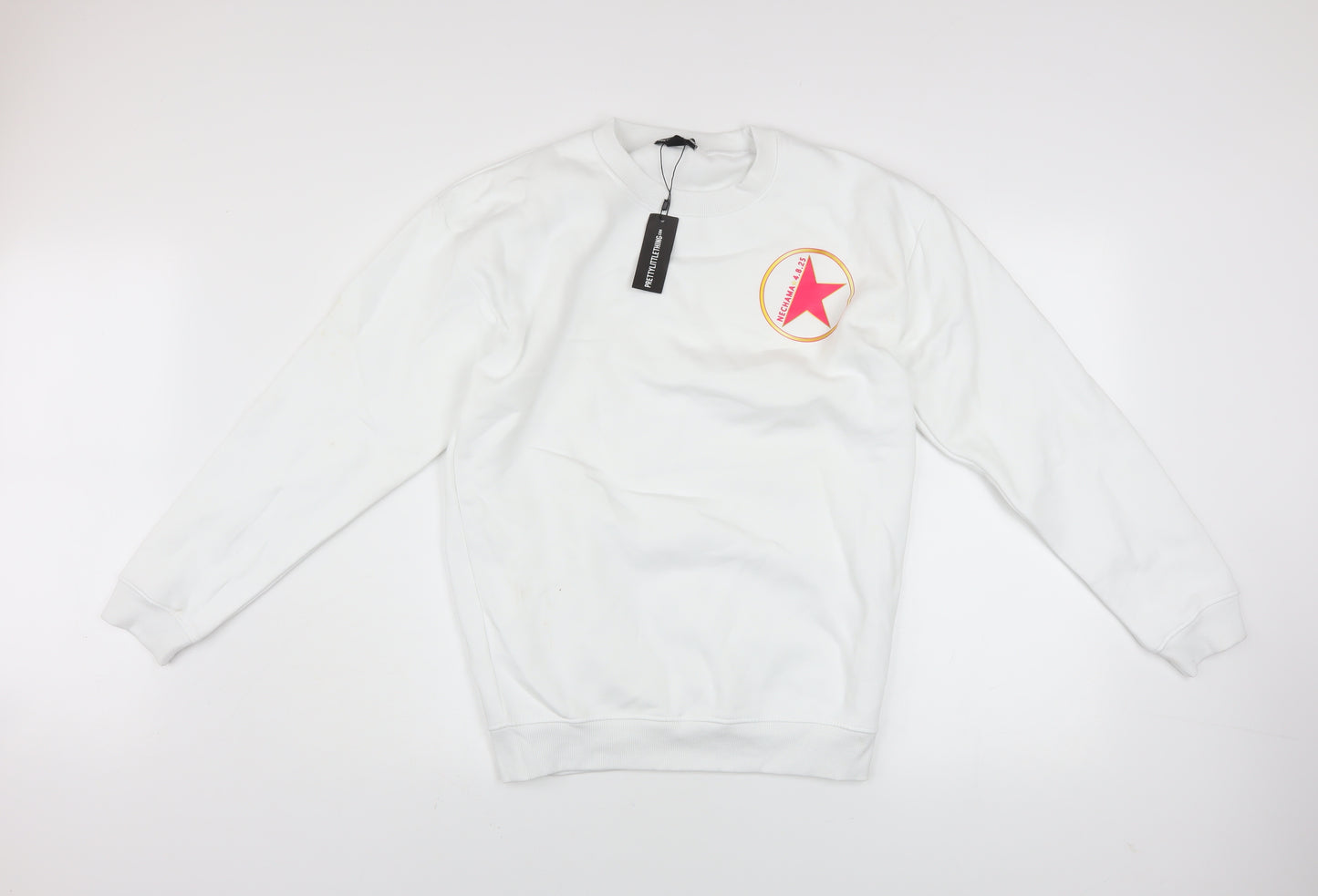 PrettyLittleThing Womens White Small Sweatshirt with Star Logo