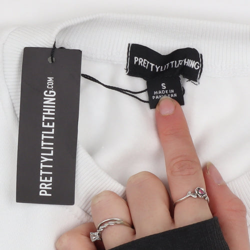 PrettyLittleThing Womens White Small Sweatshirt with Star Logo