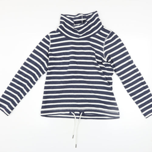 Mantaray Women Navy White Striped Roll Neck Pullover Hoodie Size 10