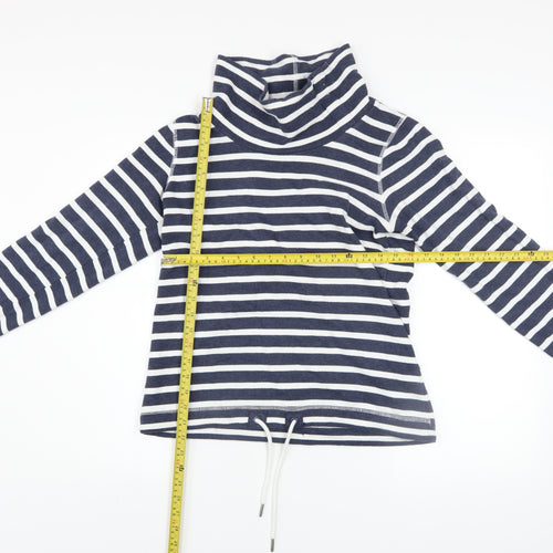 Mantaray Women Navy White Striped Roll Neck Pullover Hoodie Size 10