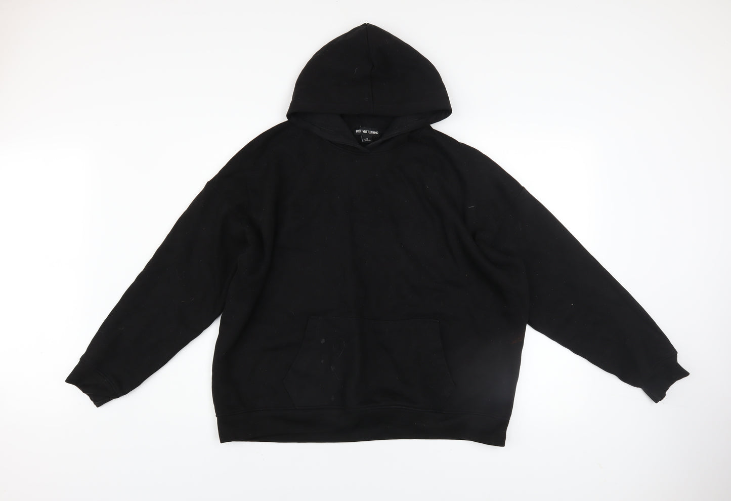 PrettyLittleThing Women Black Medium Pullover Hoodie Universal Logo