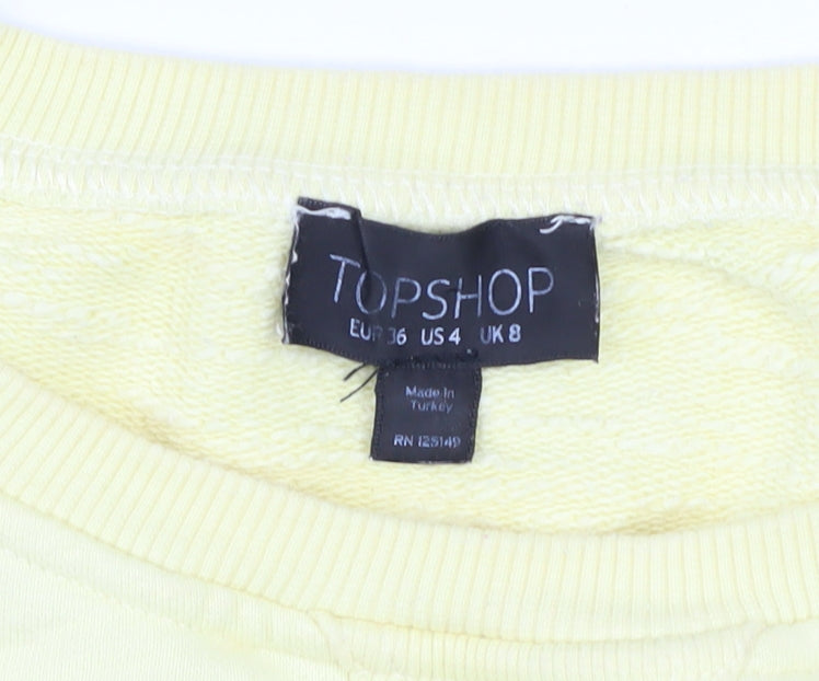 Topshop Women’s Yellow Short Sleeve Basic Crew Neck T-Shirt Size 8