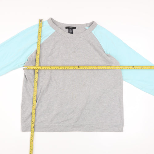 Ellos Women Grey & Light Blue Raglan Pullover Sweatshirt Size 18/19