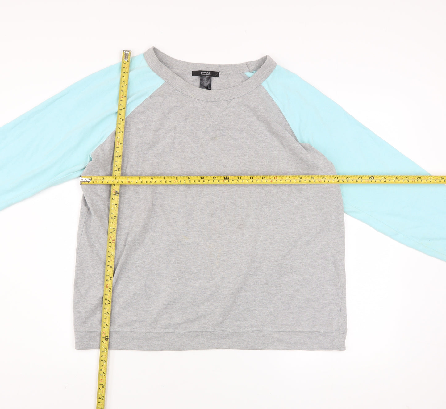 Ellos Women Grey & Light Blue Raglan Pullover Sweatshirt Size 18/19