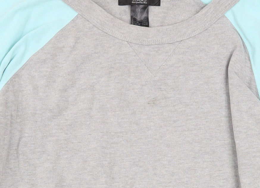 Ellos Women Grey & Light Blue Raglan Pullover Sweatshirt Size 18/19