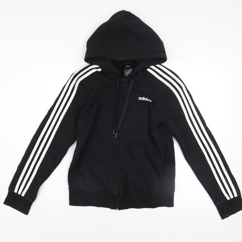 Adidas Womens Black Full Zip Hoodie Size S UK 8-10 Cotton Blend