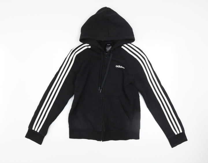 Adidas Womens Black Full Zip Hoodie Size S UK 8-10 Cotton Blend