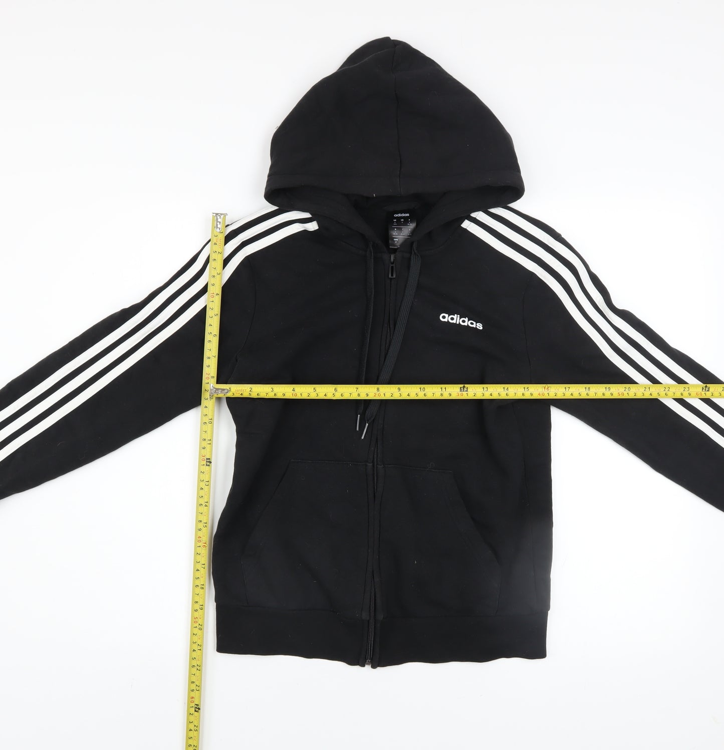 Adidas Womens Black Full Zip Hoodie Size S UK 8-10 Cotton Blend