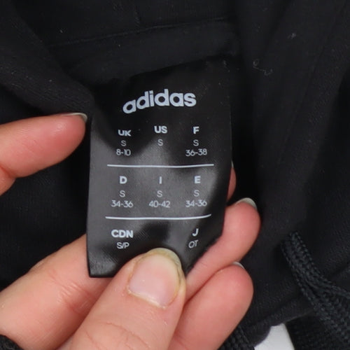 Adidas Womens Black Full Zip Hoodie Size S UK 8-10 Cotton Blend