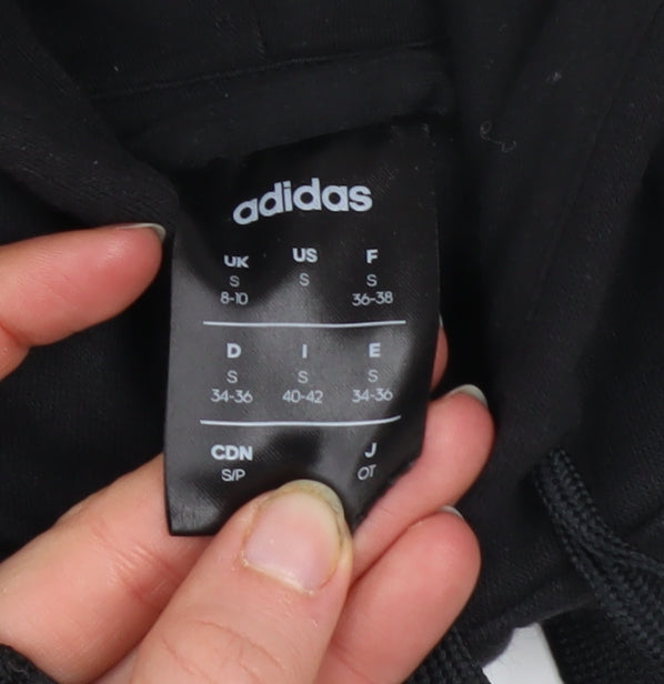 Adidas Womens Black Full Zip Hoodie Size S UK 8-10 Cotton Blend