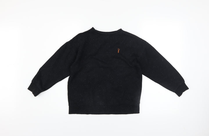 NEXT Boys Black Crew Neck Pullover Sweatshirt 9 Years Cotton Blend Logo