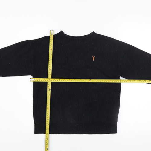NEXT Boys Black Crew Neck Pullover Sweatshirt 9 Years Cotton Blend Logo