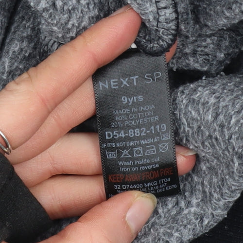 NEXT Boys Black Crew Neck Pullover Sweatshirt 9 Years Cotton Blend Logo