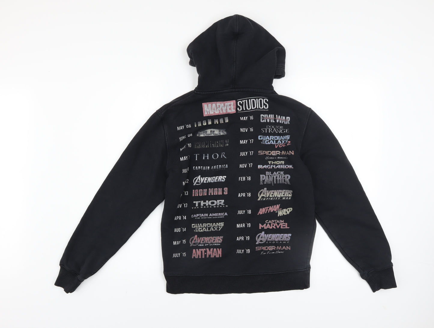 Marvel Boys Black XS Pullover Hoodie with Logo Print