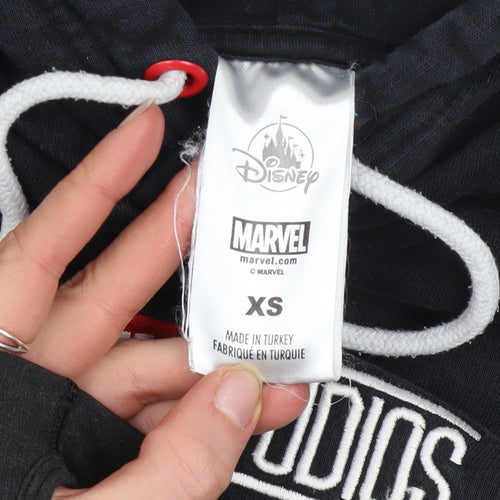 Marvel Boys Black XS Pullover Hoodie with Logo Print