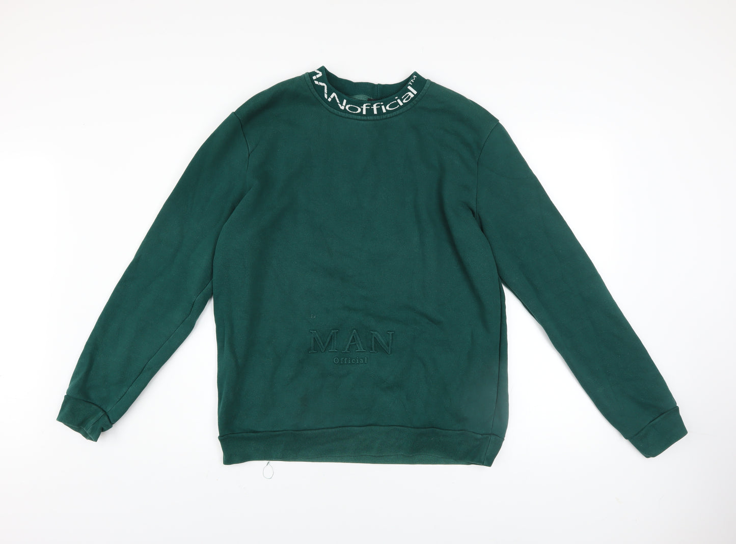 boohooMAN Men's Green Logo Pullover Sweatshirt Size L
