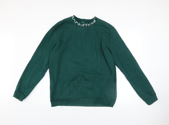 boohooMAN Men's Green Logo Pullover Sweatshirt Size L