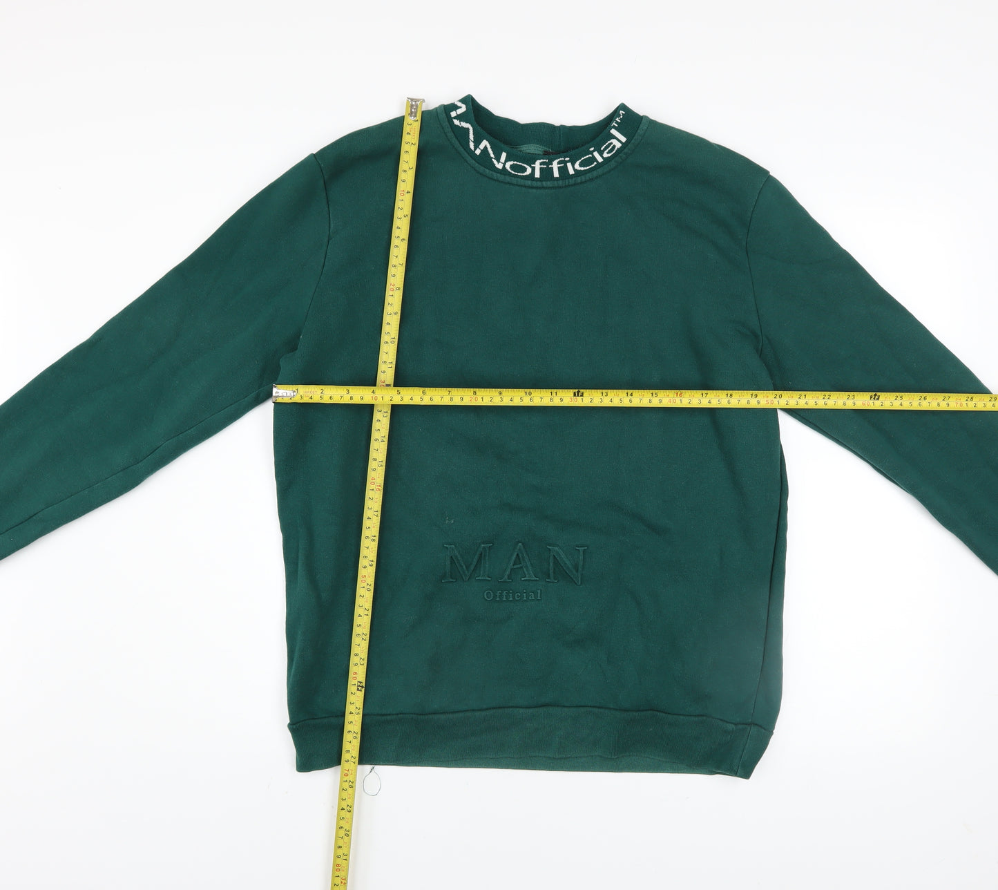 boohooMAN Men's Green Logo Pullover Sweatshirt Size L