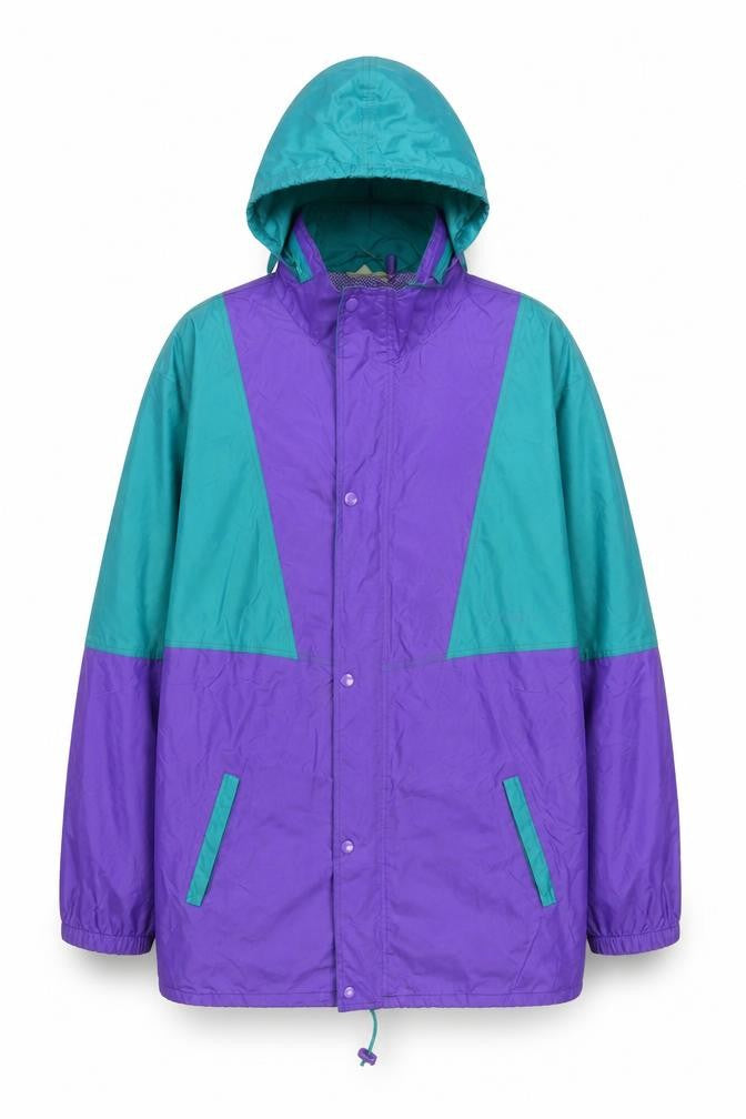 Front view of Stormtite Men's Multicoloured 2XL 90s Hooded Nylon Windbreaker Jacket