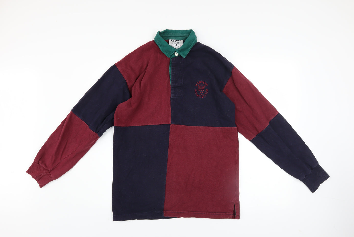 Front Row Men's Multicoloured Rugby Shirt Size M Cotton Long Sleeve