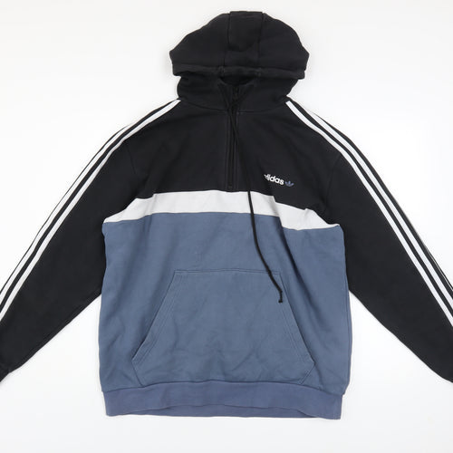 Adidas Men’s Blue & Black 1/2 Zip Hoodie Size L Sports Style