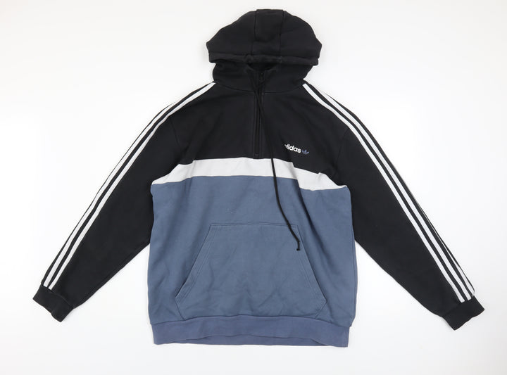 Adidas Men’s Blue & Black 1/2 Zip Hoodie Size L Sports Style