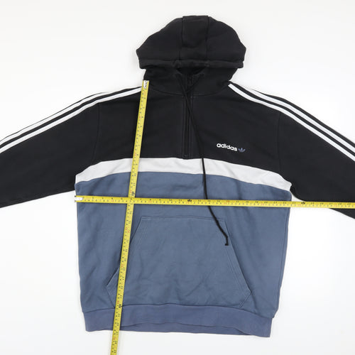 Adidas Men’s Blue & Black 1/2 Zip Hoodie Size L Sports Style