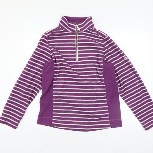 Craghoppers Womens Purple Striped Fleece Pullover UK 12 1/2 Zip Sweatshirt