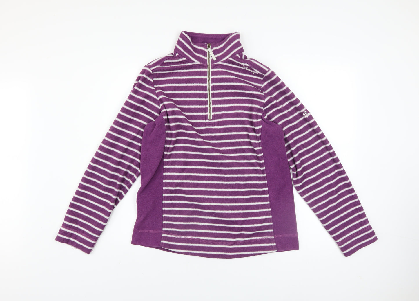 Craghoppers Womens Purple Striped Fleece Pullover UK 12 1/2 Zip Sweatshirt