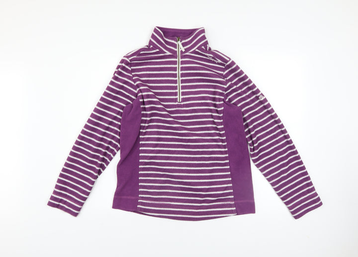 Craghoppers Womens Purple Striped Fleece Pullover UK 12 1/2 Zip Sweatshirt