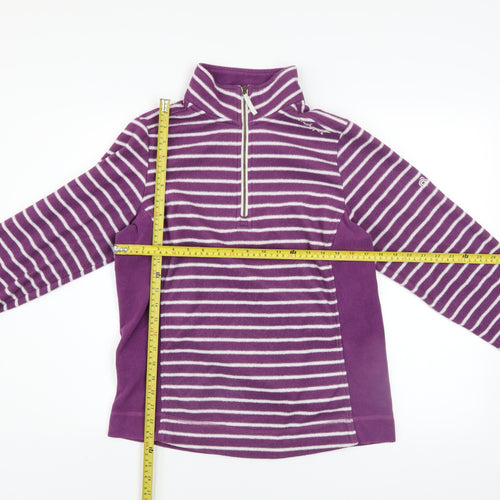 Craghoppers Womens Purple Striped Fleece Pullover UK 12 1/2 Zip Sweatshirt