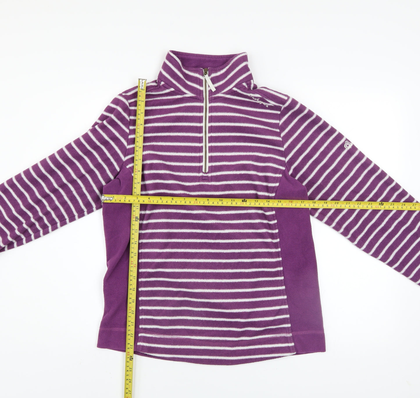 Craghoppers Womens Purple Striped Fleece Pullover UK 12 1/2 Zip Sweatshirt