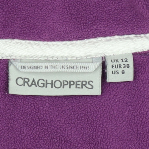 Craghoppers Womens Purple Striped Fleece Pullover UK 12 1/2 Zip Sweatshirt