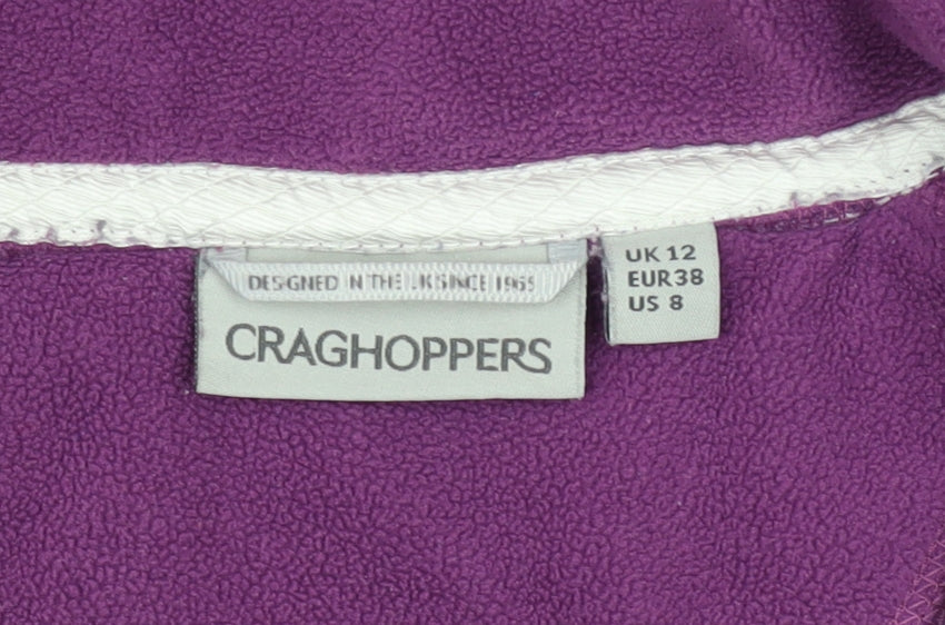 Craghoppers Womens Purple Striped Fleece Pullover UK 12 1/2 Zip Sweatshirt