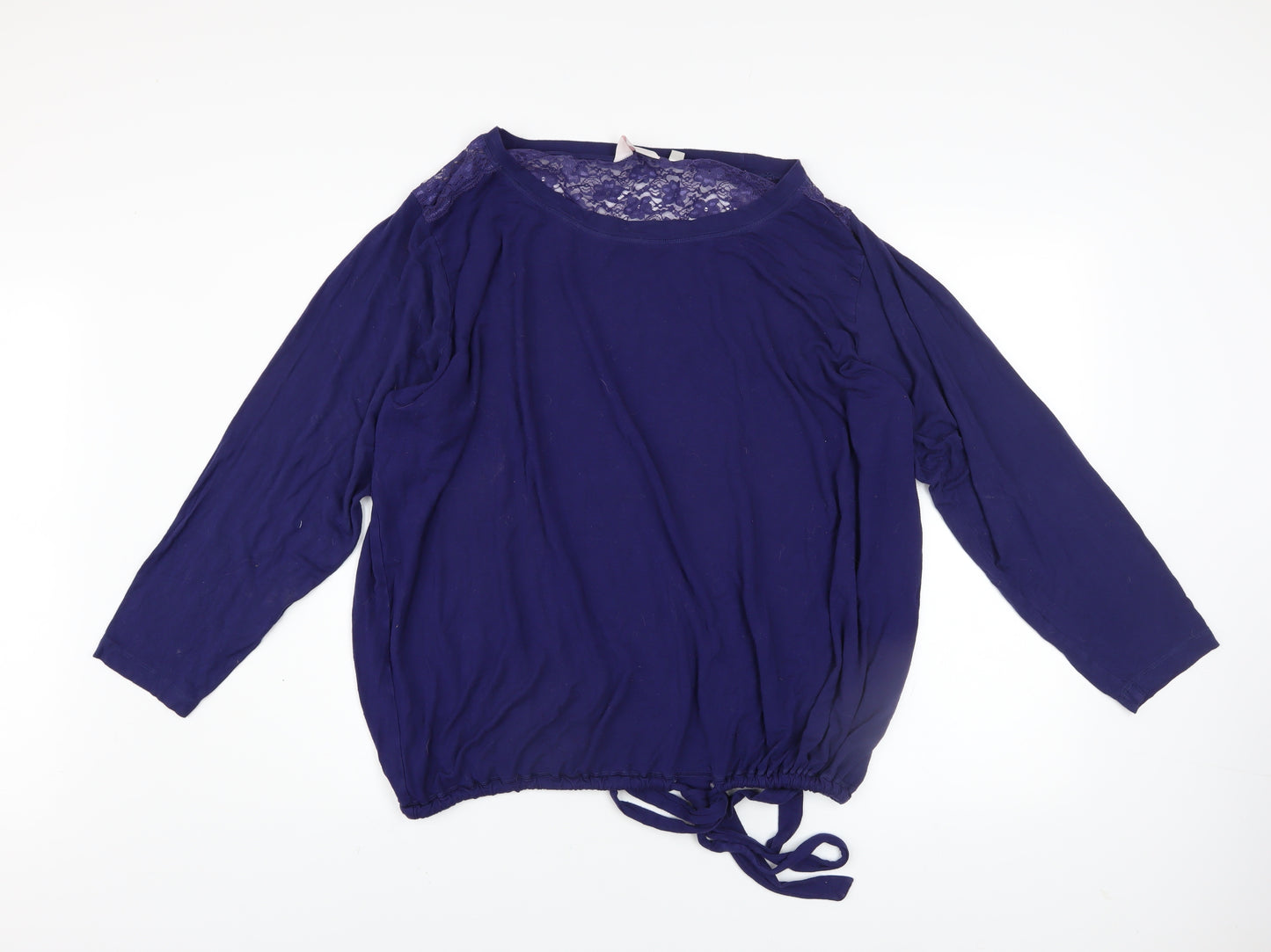 Pretty Secrets Womens Blue Lace Long Sleeve Plus Size Tunic Blouse UK 28/30