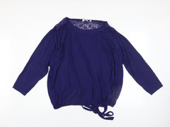 Pretty Secrets Womens Blue Lace Long Sleeve Plus Size Tunic Blouse UK 28/30