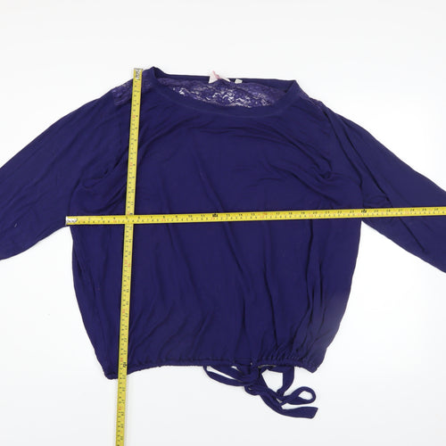Pretty Secrets Womens Blue Lace Long Sleeve Plus Size Tunic Blouse UK 28/30