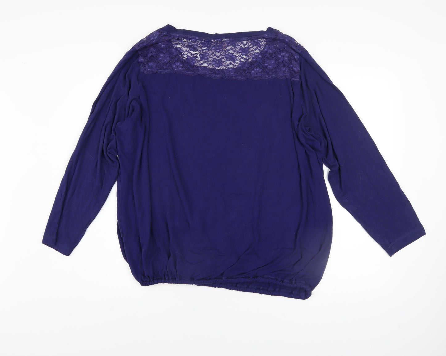 Pretty Secrets Womens Blue Lace Long Sleeve Plus Size Tunic Blouse UK 28/30