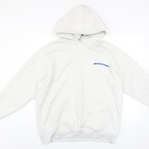PrettyLittleThing Women’s Grey Hooded Pullover Hoodie Size M Cotton Blend