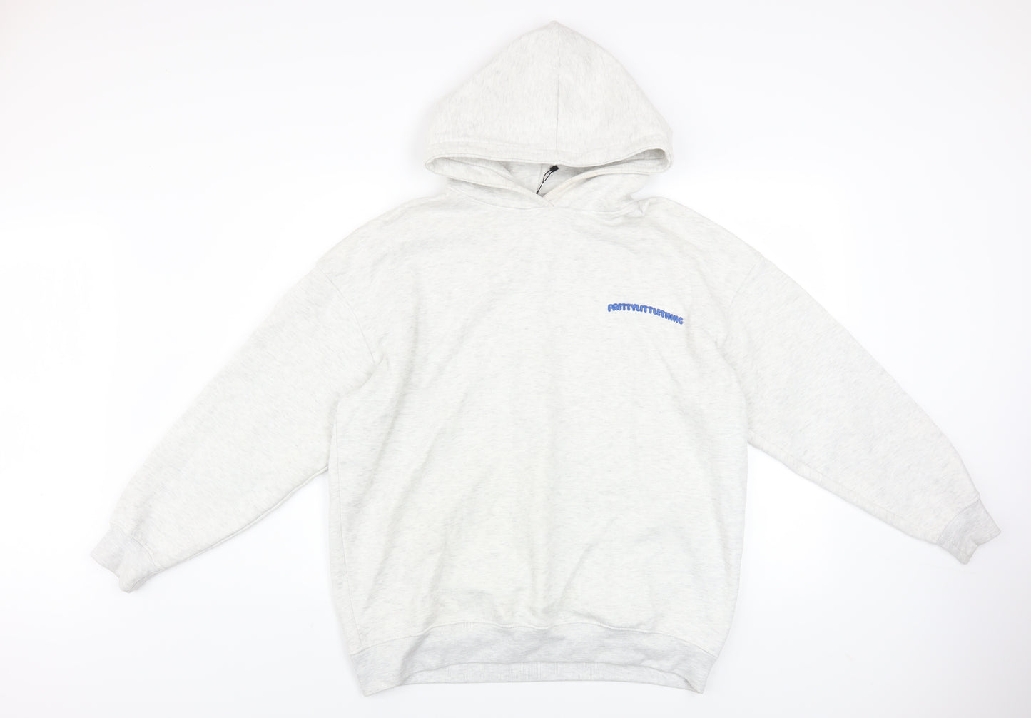 PrettyLittleThing Women’s Grey Hooded Pullover Hoodie Size M Cotton Blend