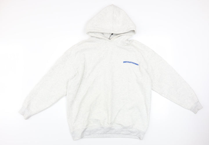 PrettyLittleThing Women’s Grey Hooded Pullover Hoodie Size M Cotton Blend