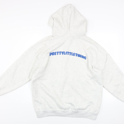 PrettyLittleThing Women’s Grey Hooded Pullover Hoodie Size M Cotton Blend