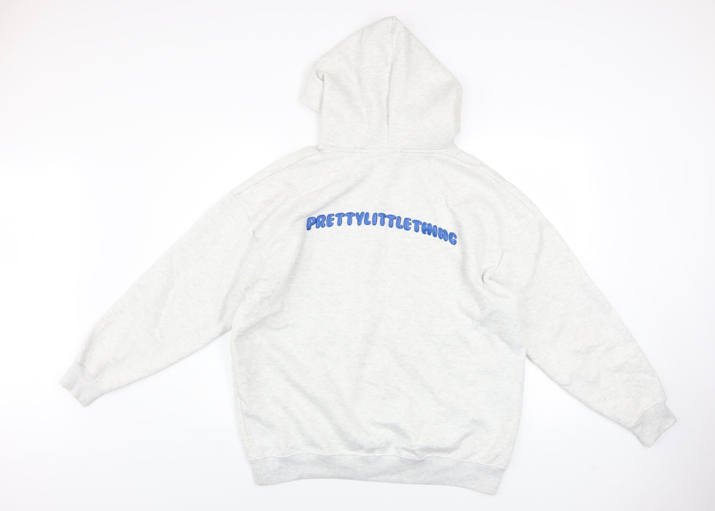 PrettyLittleThing Women’s Grey Hooded Pullover Hoodie Size M Cotton Blend