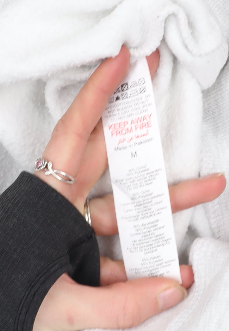 PrettyLittleThing Women’s Grey Hooded Pullover Hoodie Size M Cotton Blend