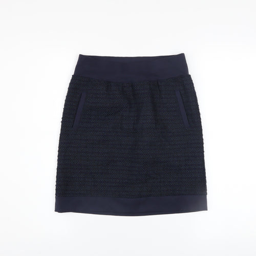 Sandwich Women Navy Blue Tweed Pencil Skirt Size 4 Cotton Blend