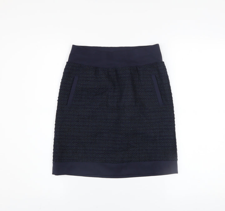 Sandwich Women Navy Blue Tweed Pencil Skirt Size 4 Cotton Blend